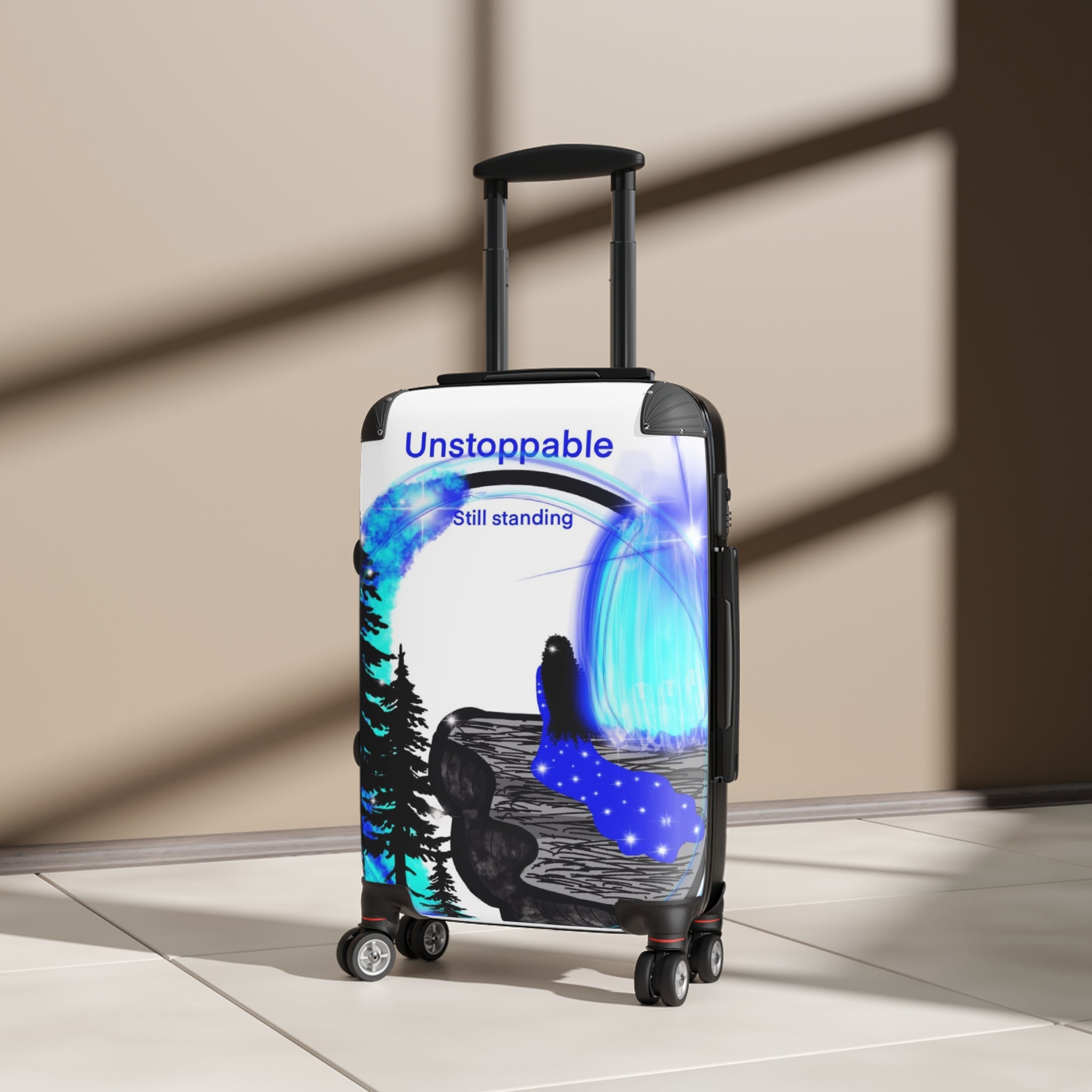 Unstoppable Still Standing Carry-On Suitcase – Inspirational Travel Luggage with Nightscape Design
