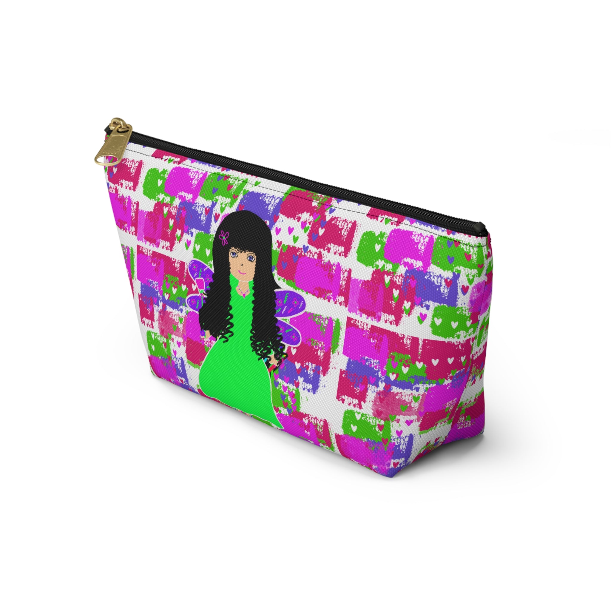 Fairy Girl Accessory Pouch — Colorful T-Bottom Makeup Bag for Kids & Teens