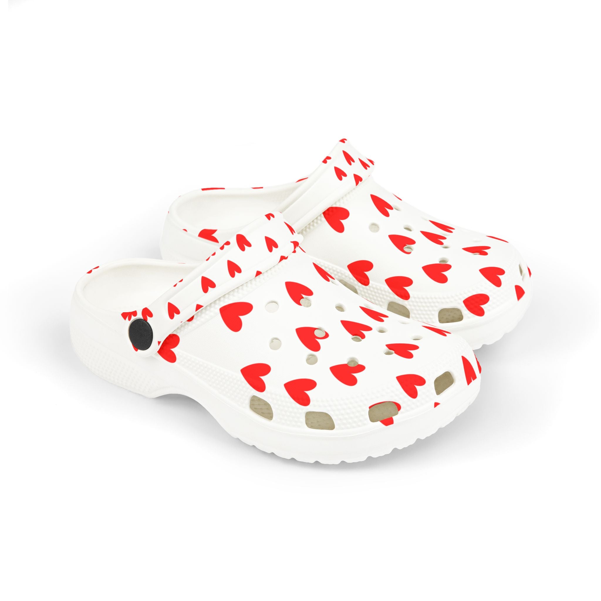 Kids Heart Print Foam Clogs – Cute Red Heart EVA Slip-On Shoes