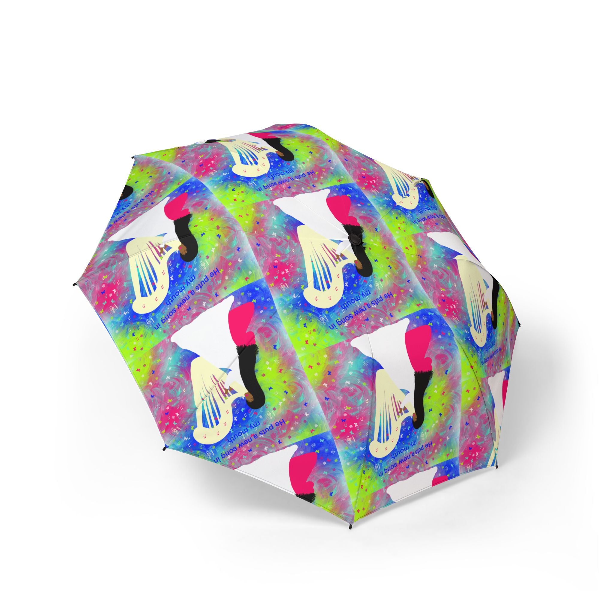 Foldable Umbrella — Colorful Abstract Woman Silhouette Rain Umbrella