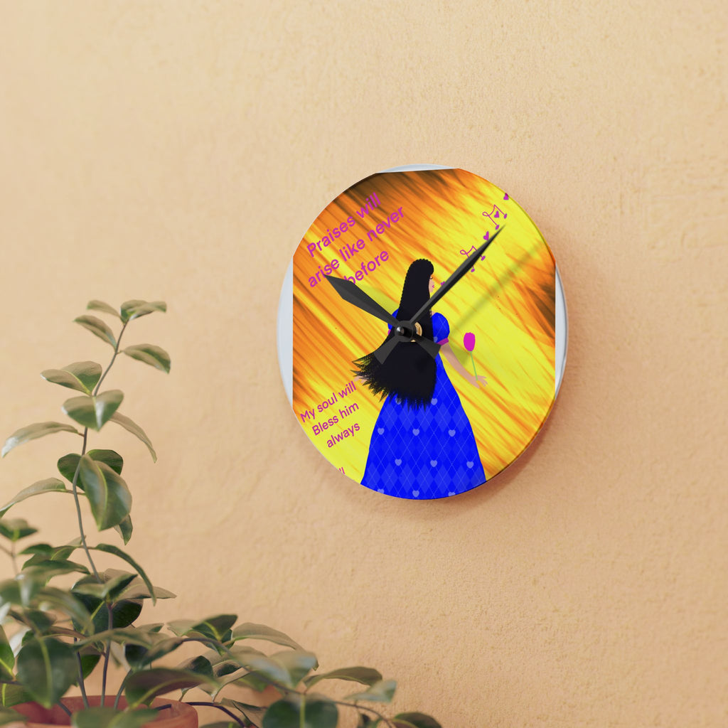 Acrylic Wall Clock — Inspirational Worship Design (“Praise Him” Melody)