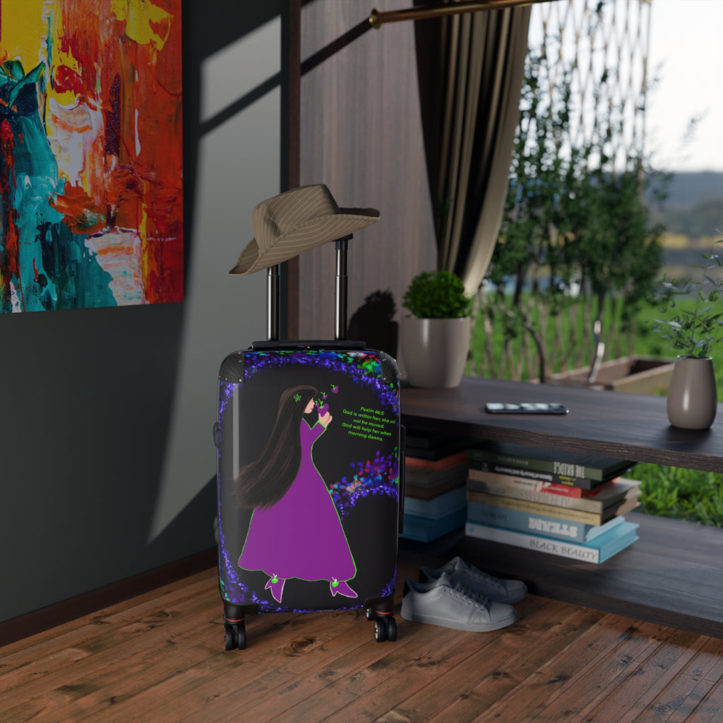 Purple Fairy Tale Suitcase – Whimsical Girl Travel Luggage with Quote