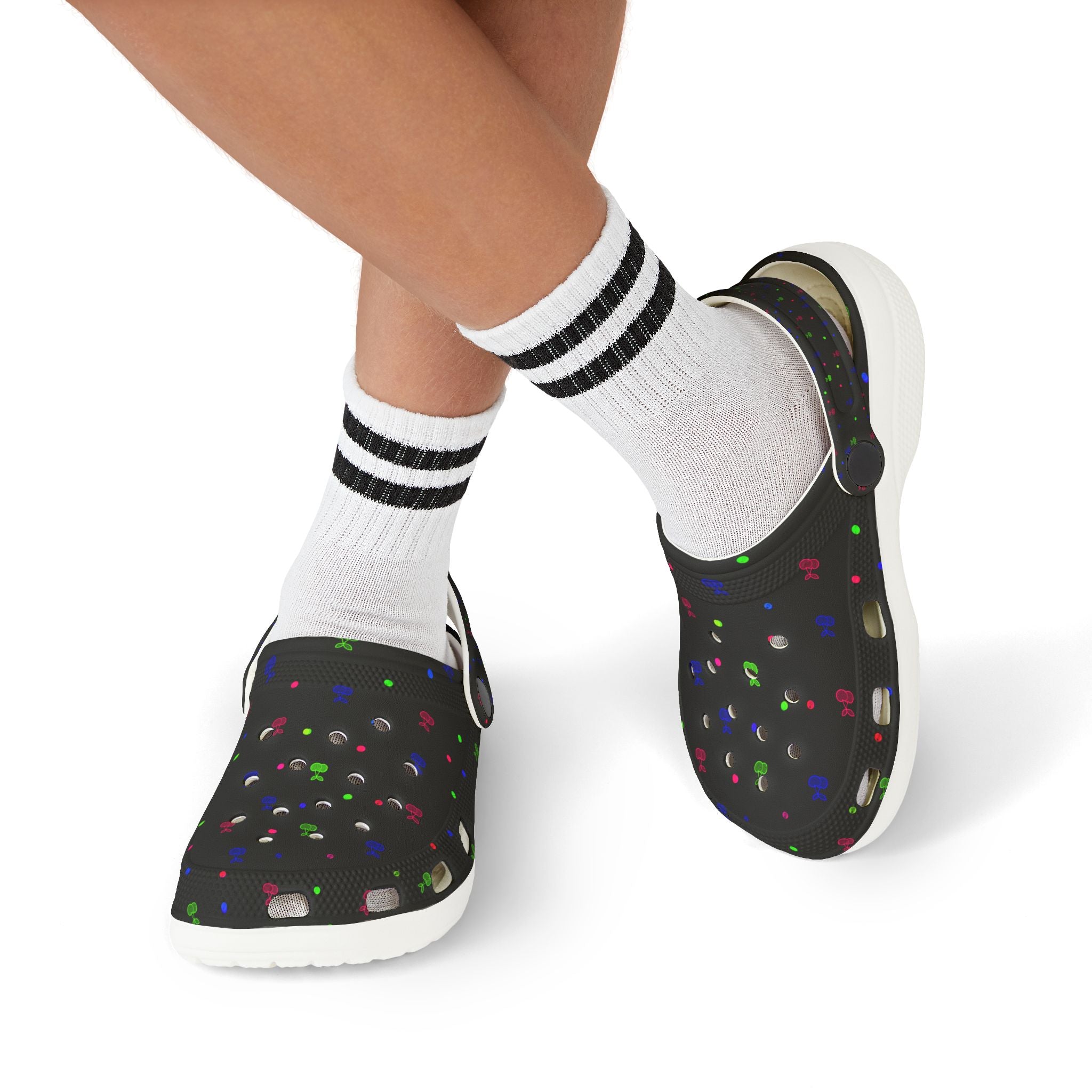 Kids' Black Confetti EVA Foam Clogs — Lightweight Slip-On Sandals for Boys & Girls