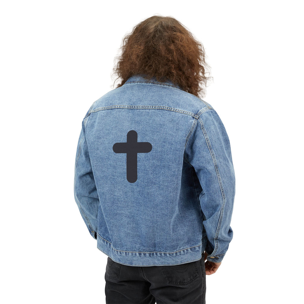 Denim Jacket — Minimal Black Cross Back Graphic