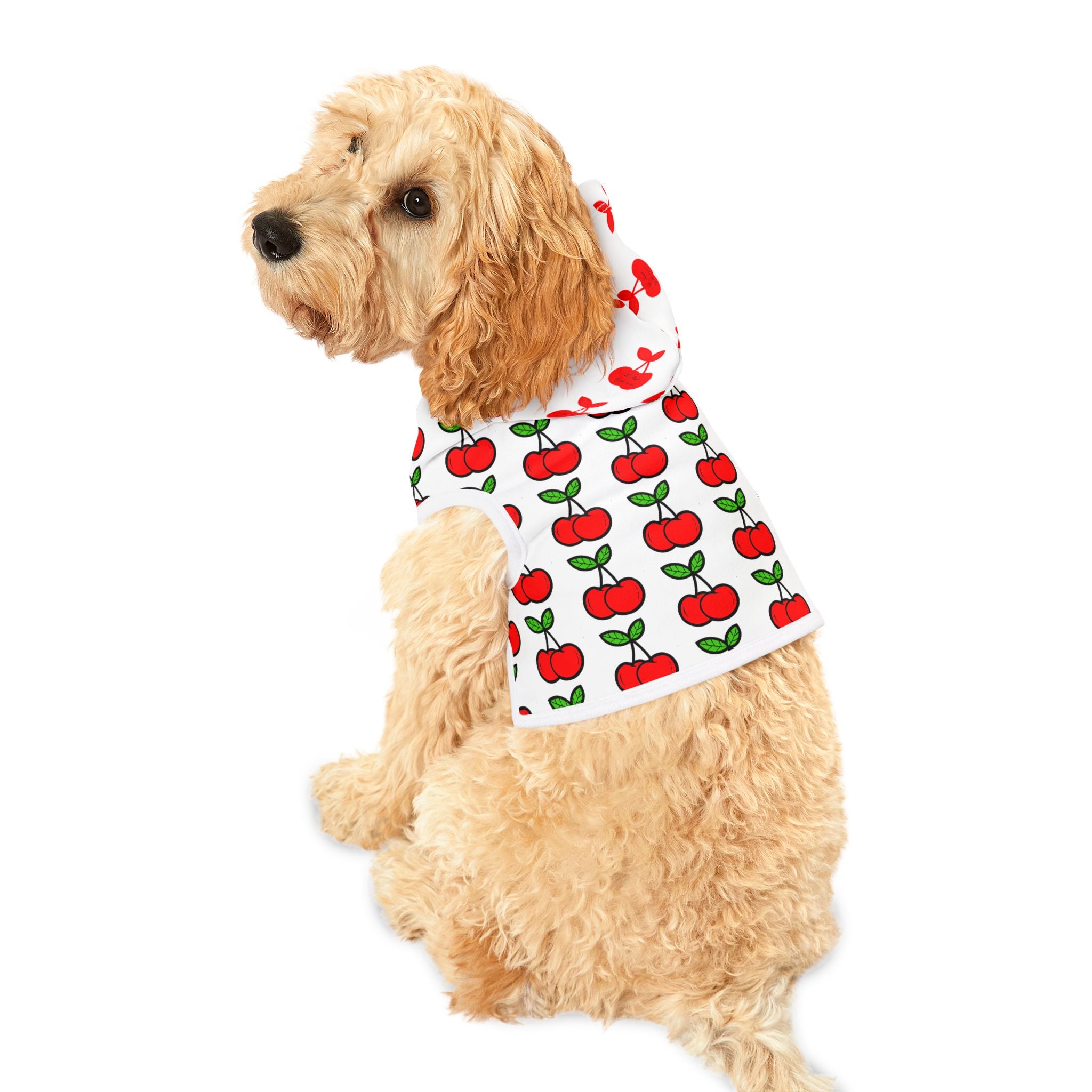 Cherry Pattern Pet Hoodie — Cute Red Cherry Dog & Cat Hoodie