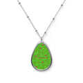 Green Meadow Oval Pendant Necklace — Personalized Teardrop Locket