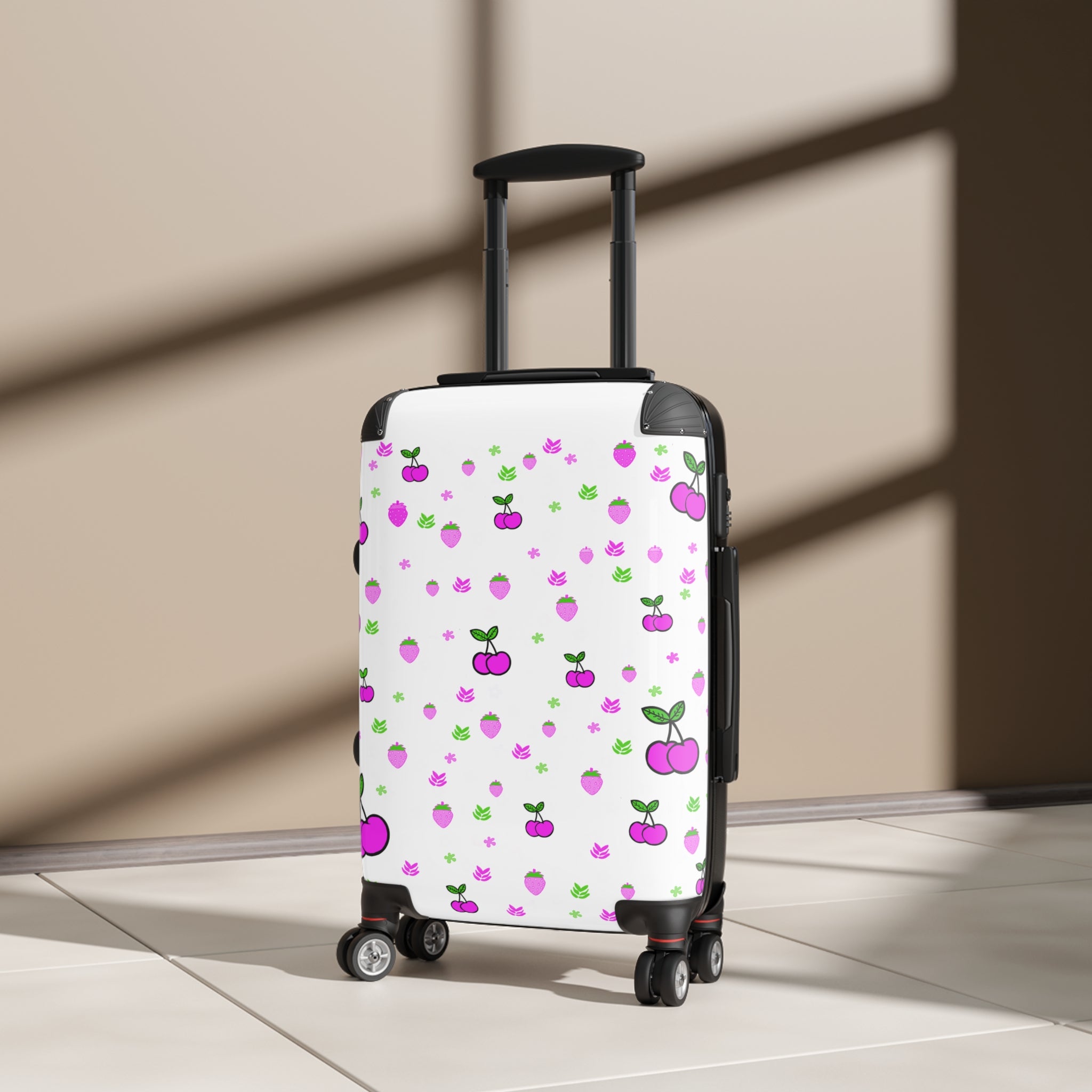 Cherry Pattern Suitcase – Cute Pink Cherry Luggage Cover for Travel