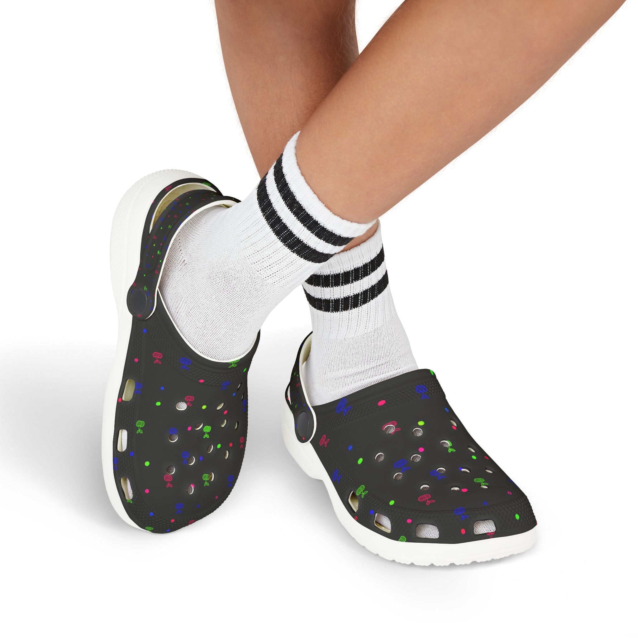 Kids' Black Confetti EVA Foam Clogs — Lightweight Slip-On Sandals for Boys & Girls