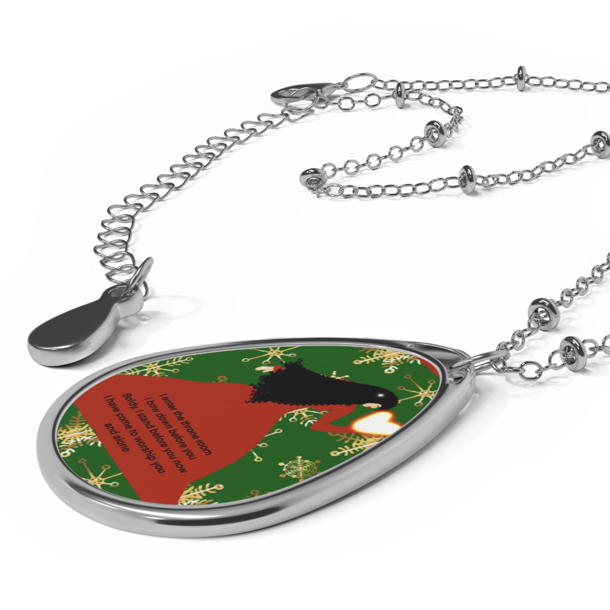 Oval Pendant Necklace — Festive Toucan Holiday Jewelry