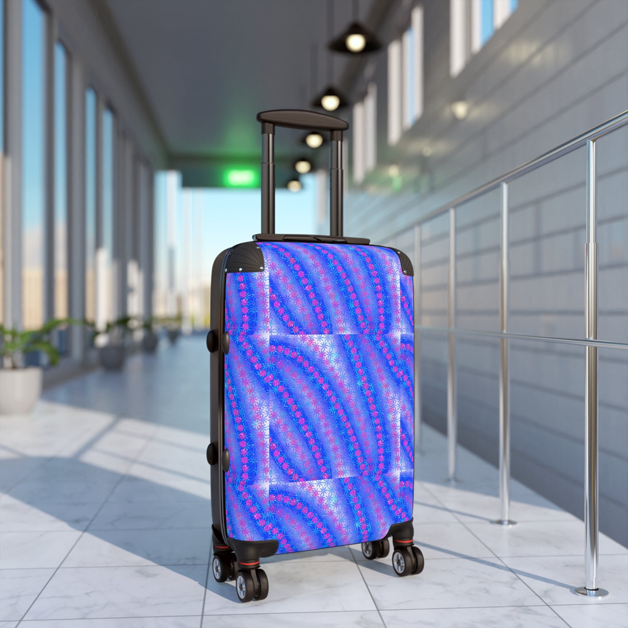 Blue Purple Wave Carry-On Suitcase - Vibrant Travel Luggage