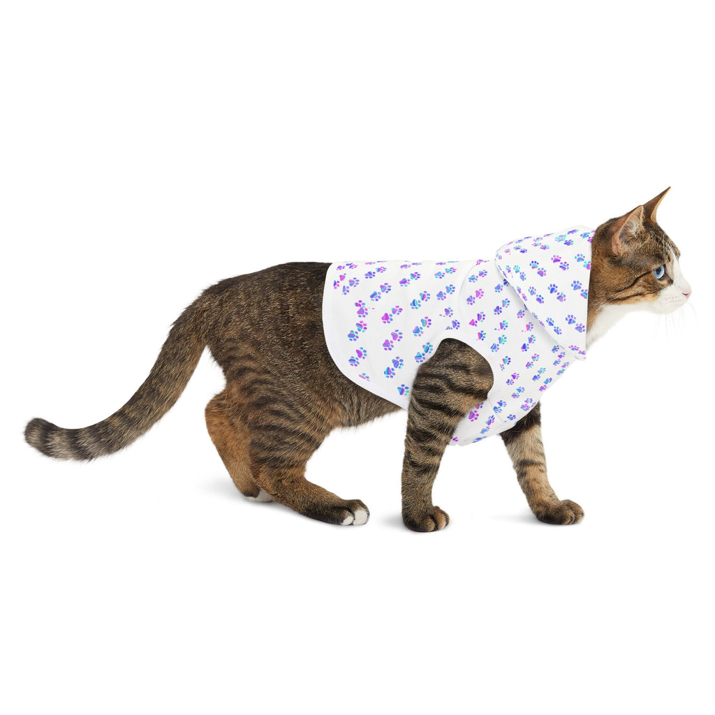 Pastel Paw Print Pet Hoodie — Cute Floral Paw Pattern Dog & Cat Hoodie