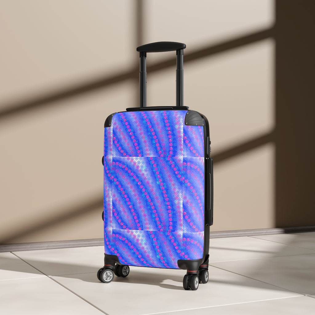 Blue Purple Wave Carry-On Suitcase - Vibrant Travel Luggage