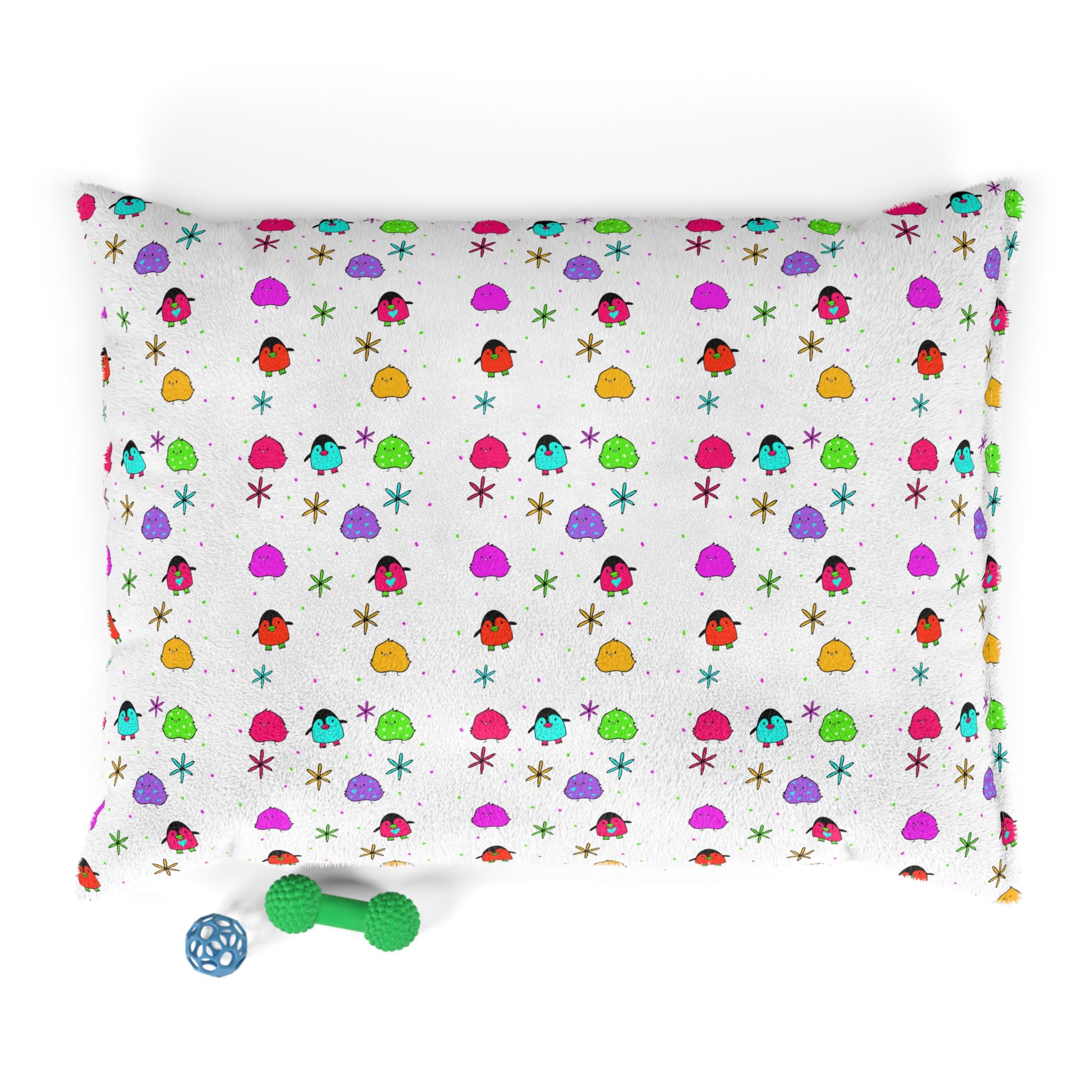 Colorful Chick Pattern Pet Bed — Cozy Plush Dog & Cat Pillow