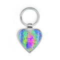 Holographic Heart Keychain – Rainbow Star Pattern, Cute Gift for Friends & Valentines
