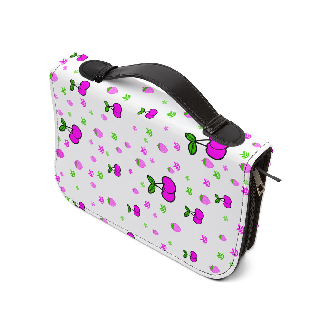 Pink Cherry Pattern Bible Cover — Zippered Floral Scripture Protector