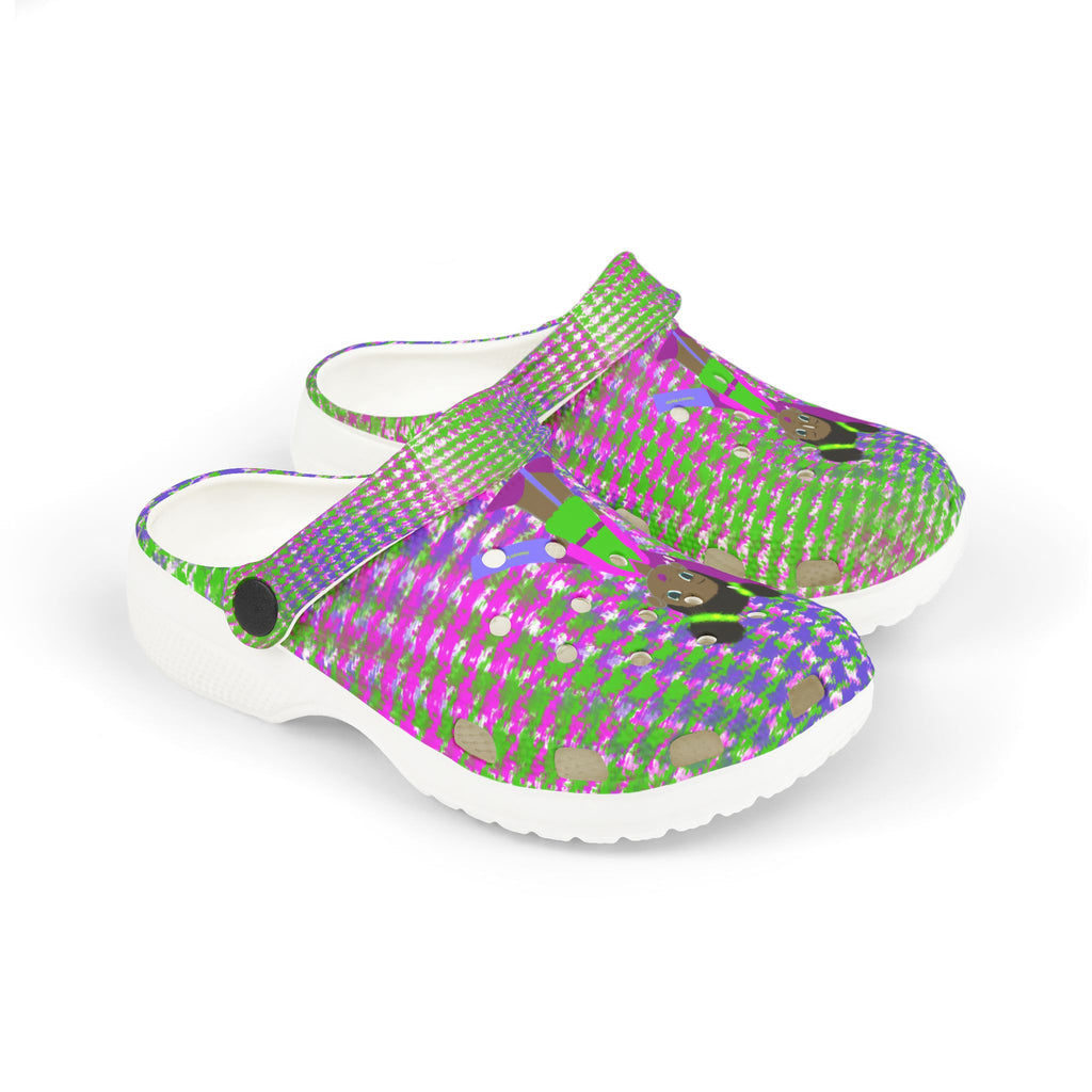 Kids Foam Clogs — Colorful Pattern with Cute Girl Graphic