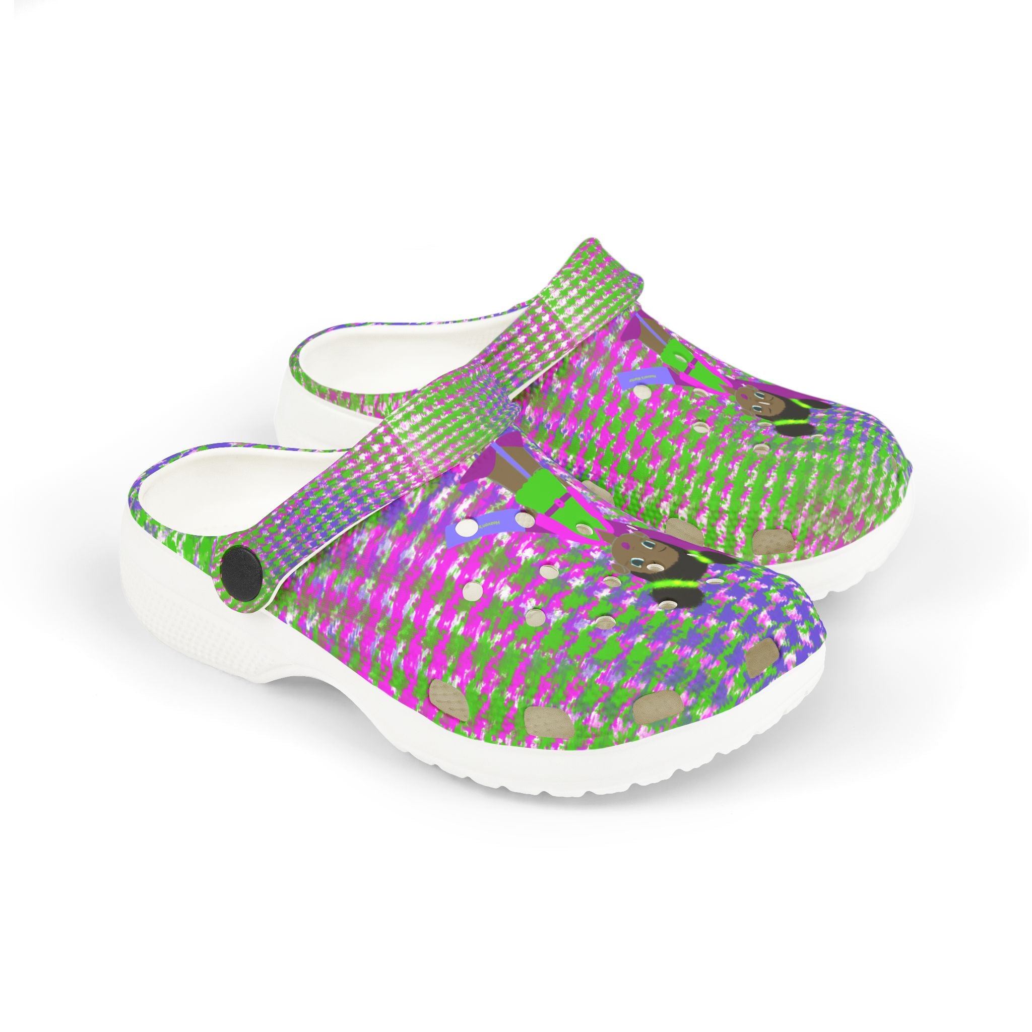 Kids Foam Clogs — Colorful Pattern with Cute Girl Graphic