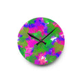 Vibrant Neon Leaf Acrylic Wall Clock — Colorful Tropical Foliage Home Decor