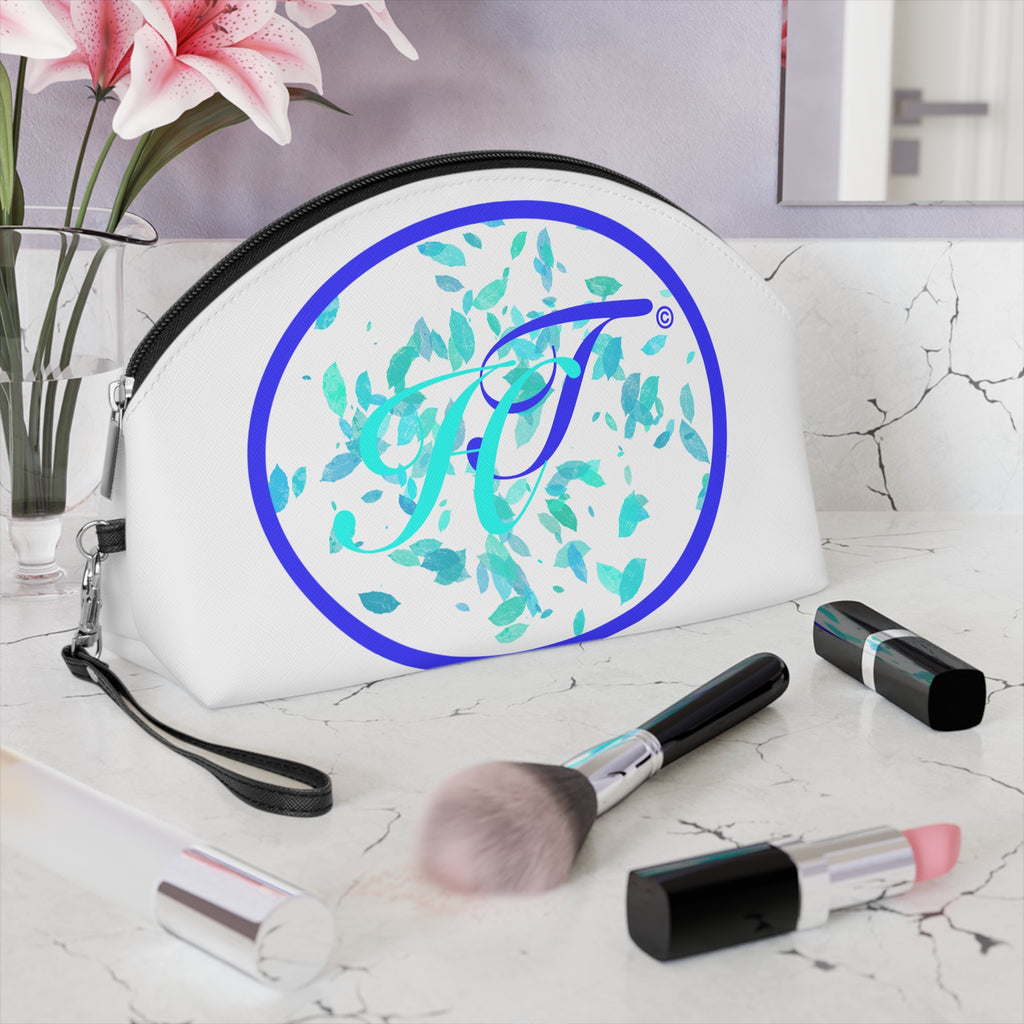 Initials Floral Makeup Bag — Monogram 'T' Cosmetic Pouch