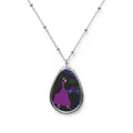 Oval Pendant Necklace — Purple Dress Silhouette Teardrop Locket