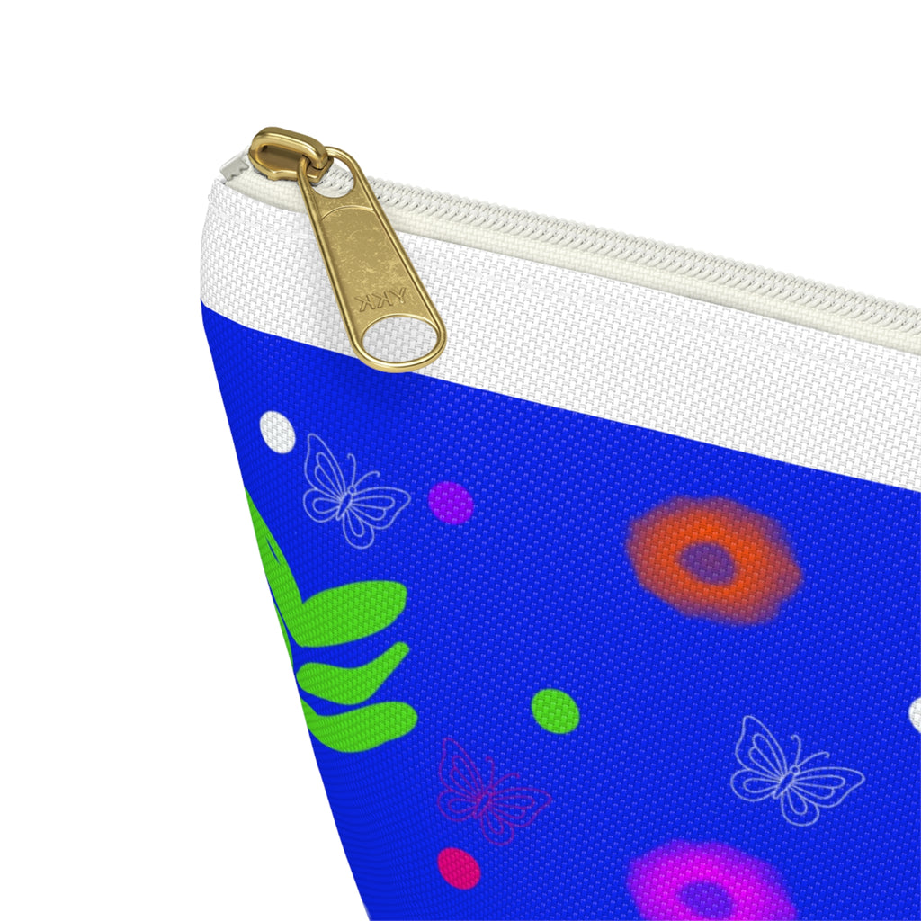 Blue Floral Accessory Pouch — Bright Botanical Makeup Bag