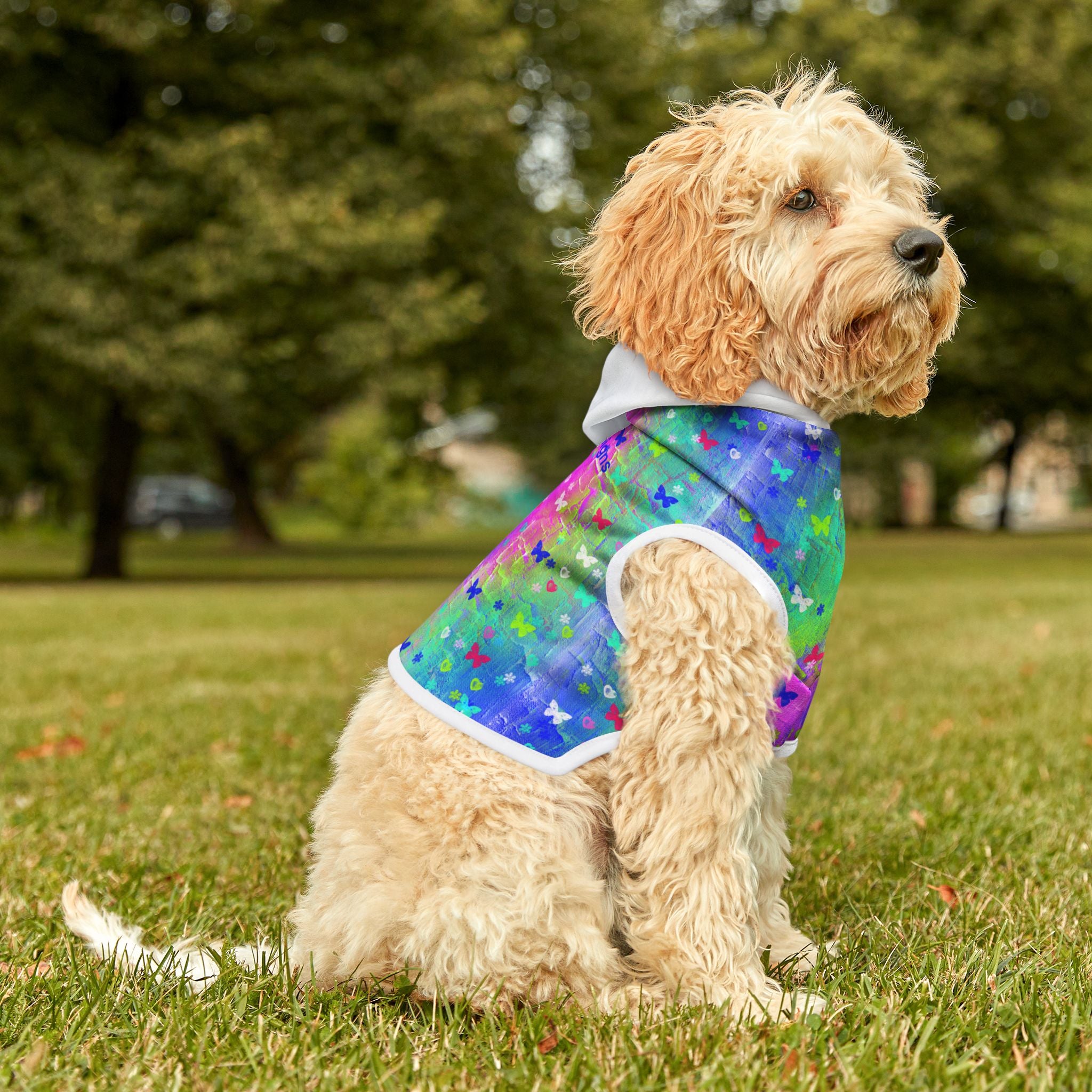 Pet Hoodie - 'My God Reigns' Colorful Butterfly Faith Hoodie for Dogs & Cats