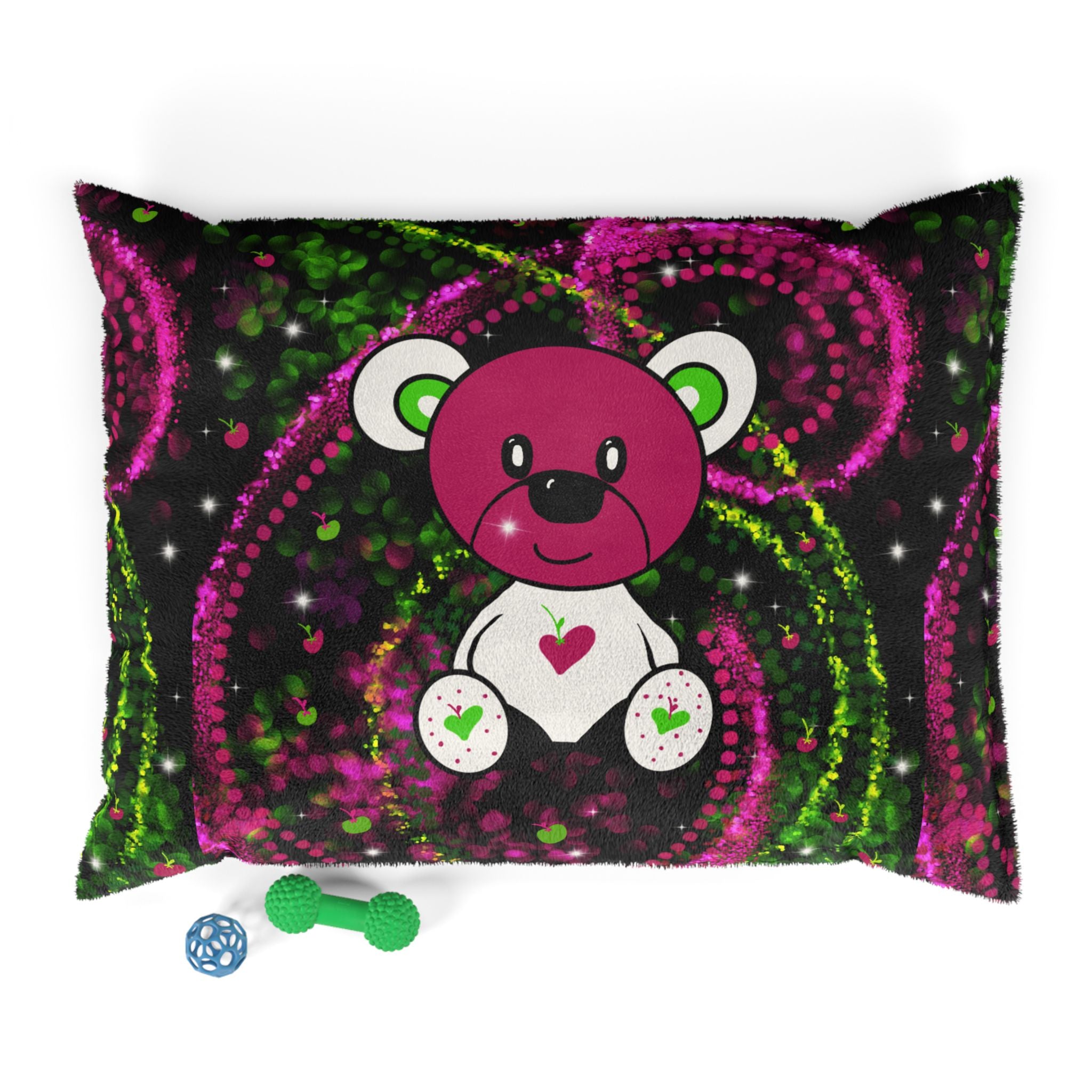 Whimsical Heart Bear Pet Bed — Plush Colorful Swirl Cushion for Dogs & Cats