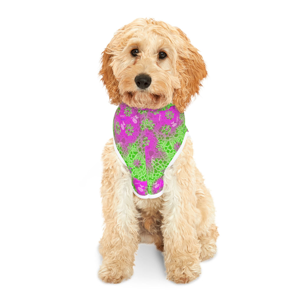 Pet Hoodie — Floral Green & Pink Heart Design with Psalm 23:6 Quote