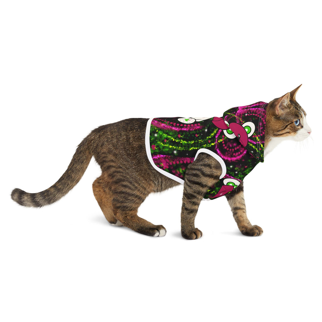 Pet Hoodie — Neon Pink Teddy Bear Patterned Dog & Cat Hoodie