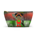 African Girl Pattern Accessory Pouch — Red & Green Houndstooth T-Bottom Cosmetic Bag