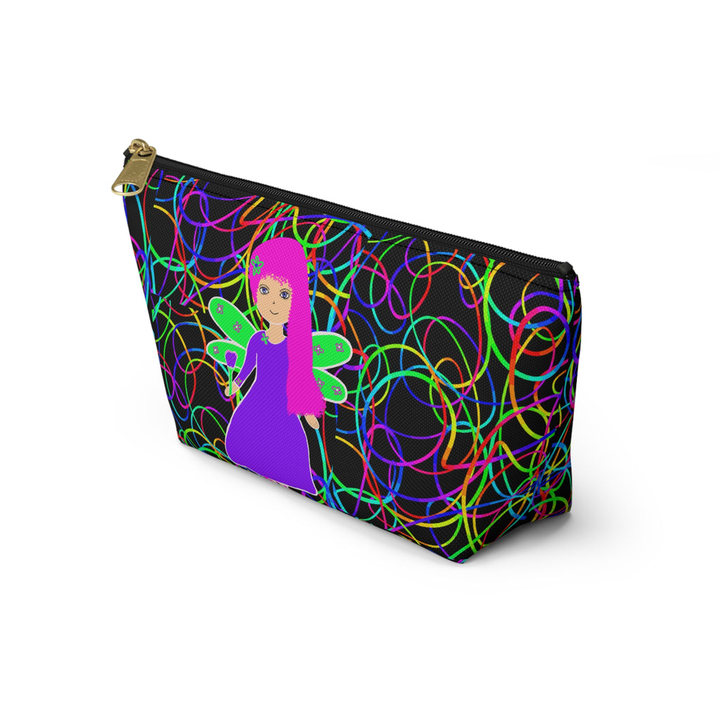 Fairy Neon Accessory Pouch — Colorful Circle Pattern T-Bottom Makeup Bag