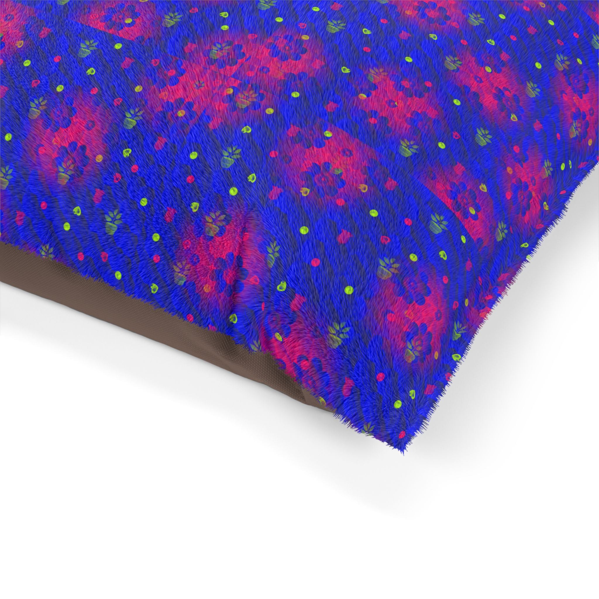 Cosmic Paws Plush Pet Bed — Soft Blue & Pink Starburst Pattern