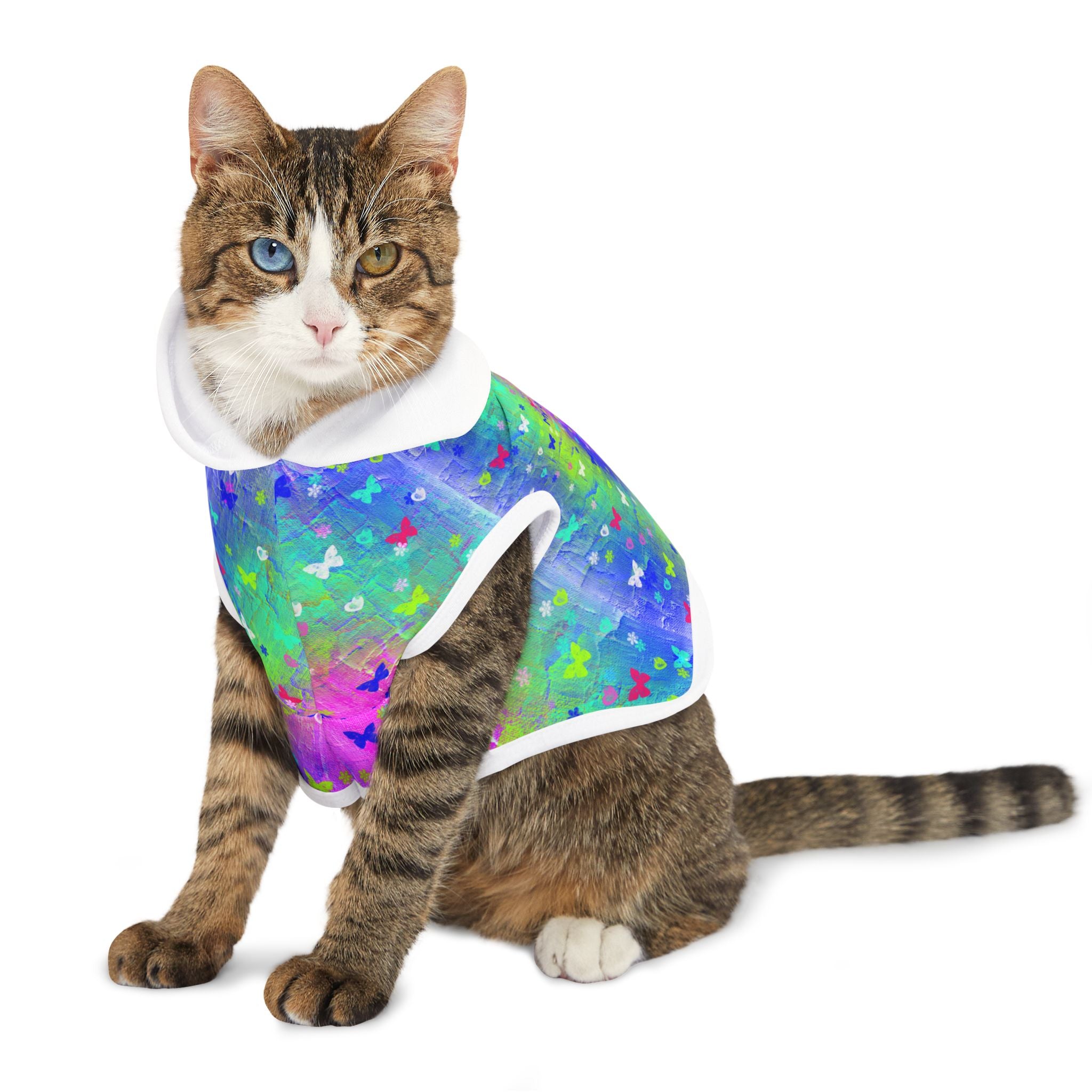 Pet Hoodie - 'My God Reigns' Colorful Butterfly Faith Hoodie for Dogs & Cats