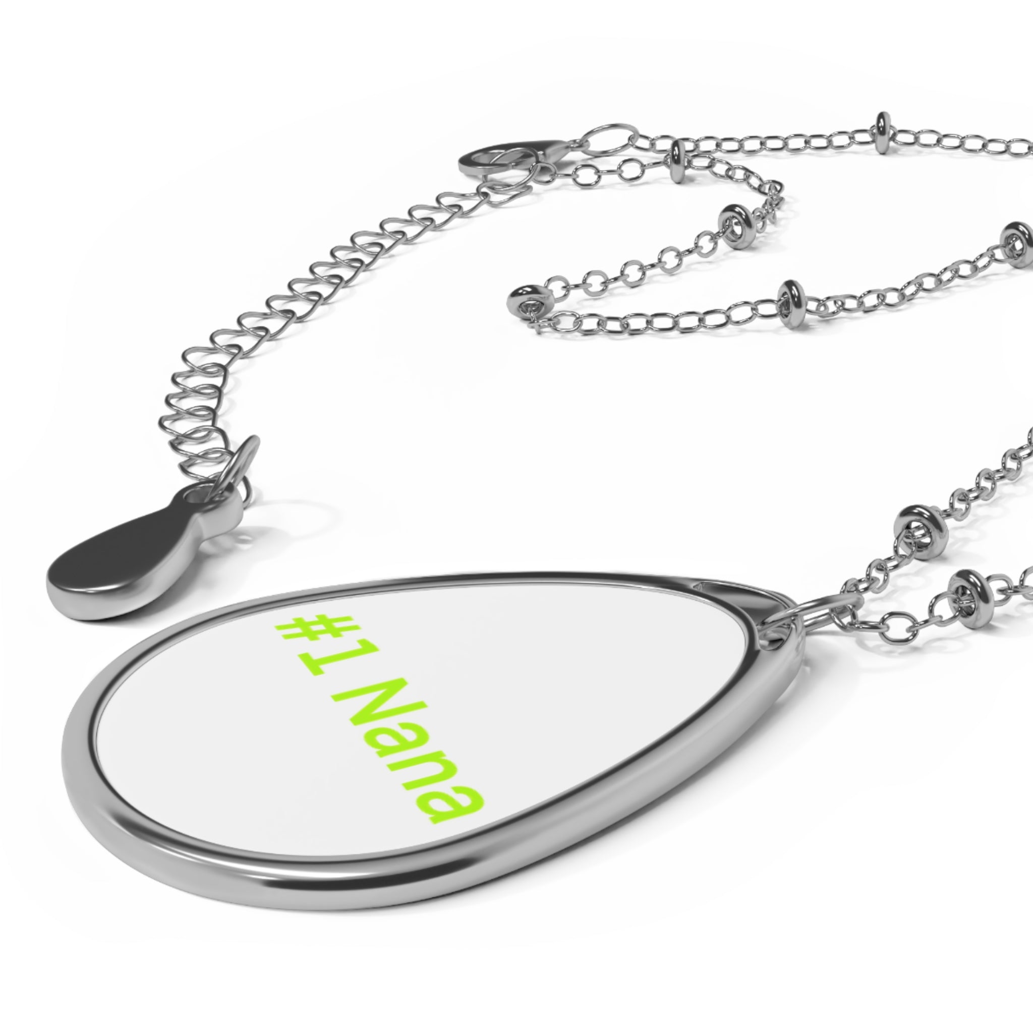 #1 Nana Oval Pendant Necklace — Personalized Teardrop Charm for Grandmother, Mother’s Day Gift