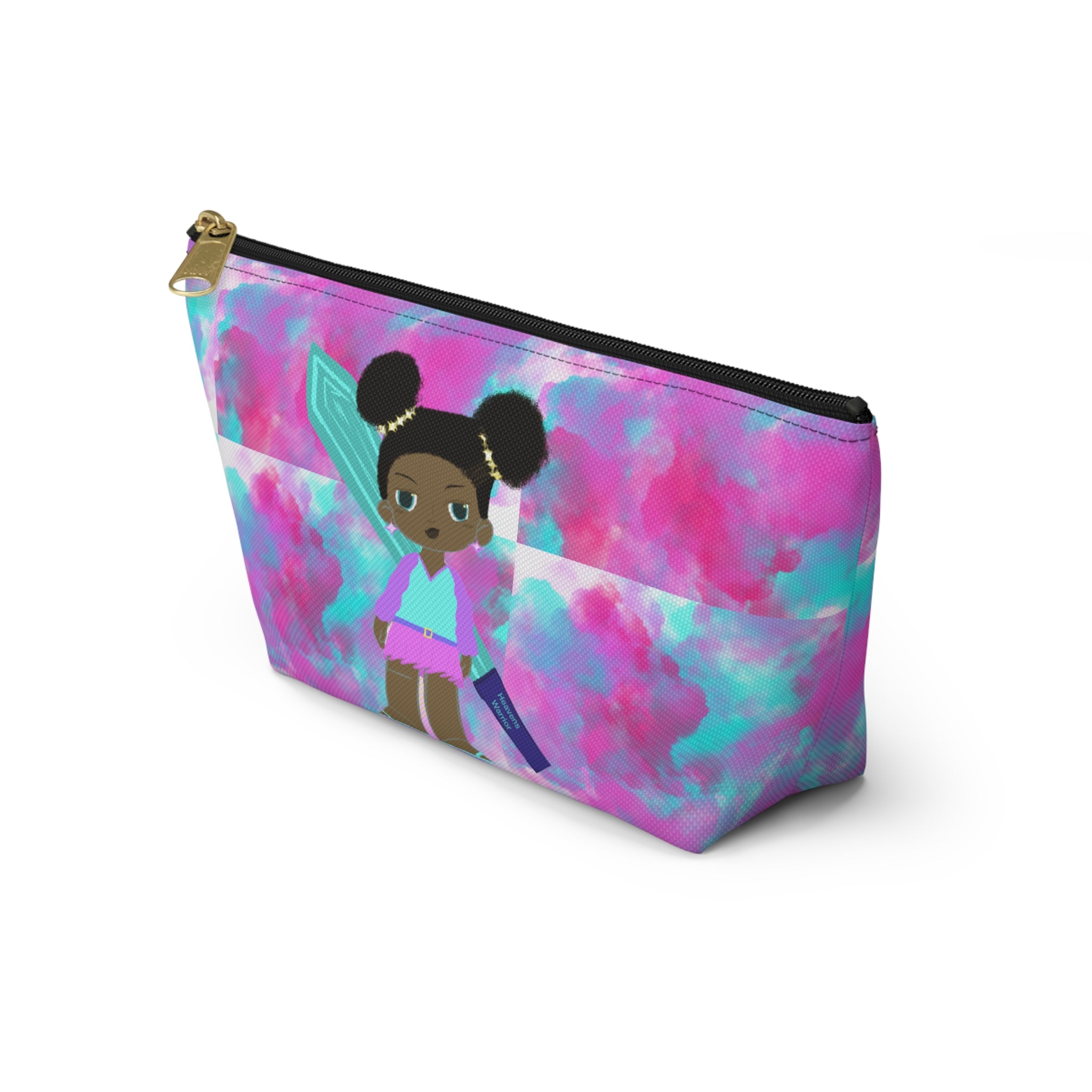 Mermaid Girl Accessory Pouch — Pink Teal T‑Bottom Cosmetic Bag