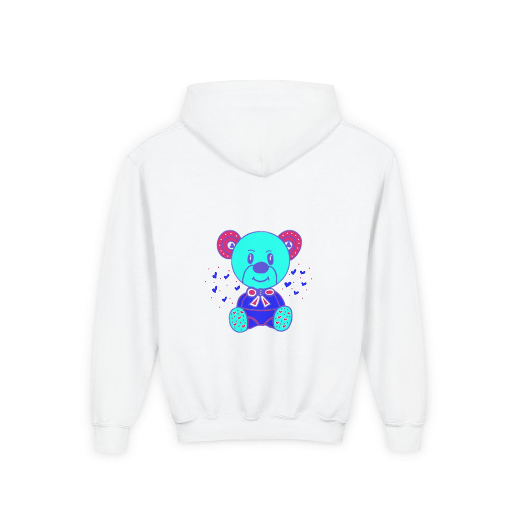 Kids Teddy Bear Hoodie – Cute Blue/Purple Bear Graphic Sweatshirt for Toddlers & Kids