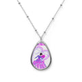 Oval Pendant Necklace — Pink Fairy Heart Art Jewelry