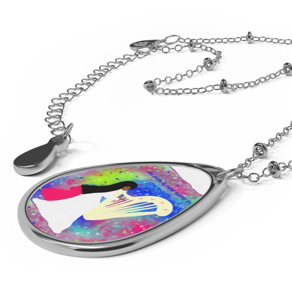 Oval Harp Necklace — Colorful Musician Pendant