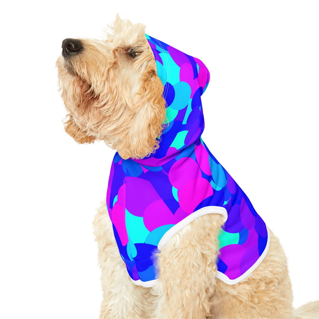 Pet Hoodie - Vibrant Blue & Purple Bubble Print Hooded Dog Sweatshirt
