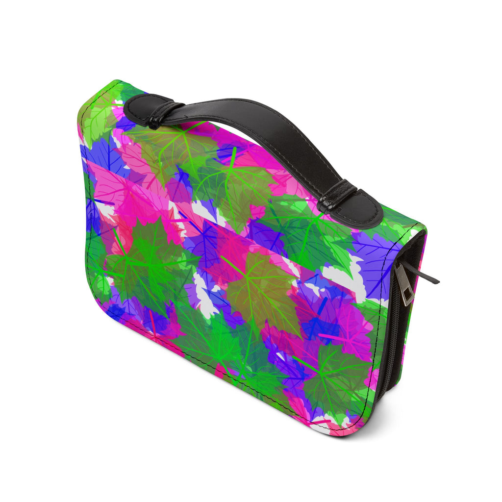 Floral Leaf Bible Cover — Vibrant Pink & Green Zippered Bible Case