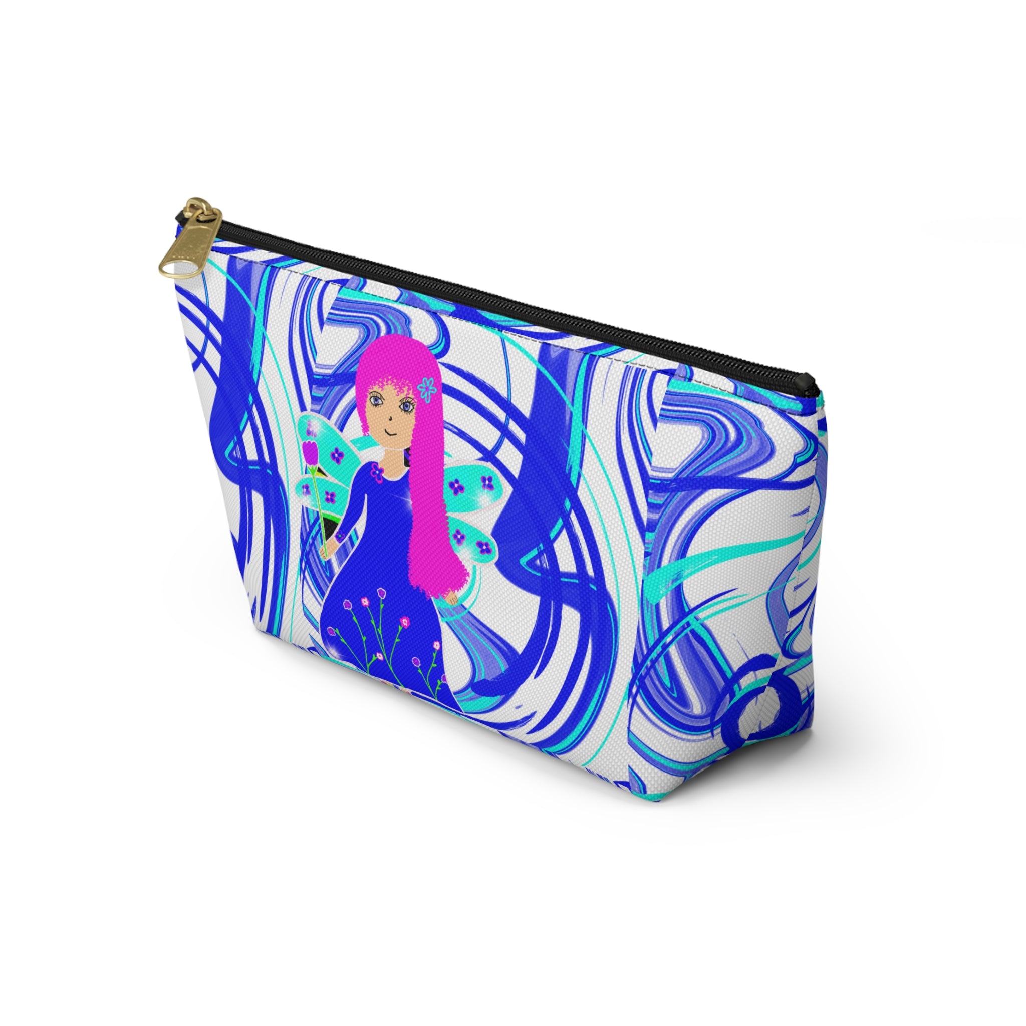 Blue Fairy Cosmetic Pouch — Whimsical Mermaid Girl Accessory Bag