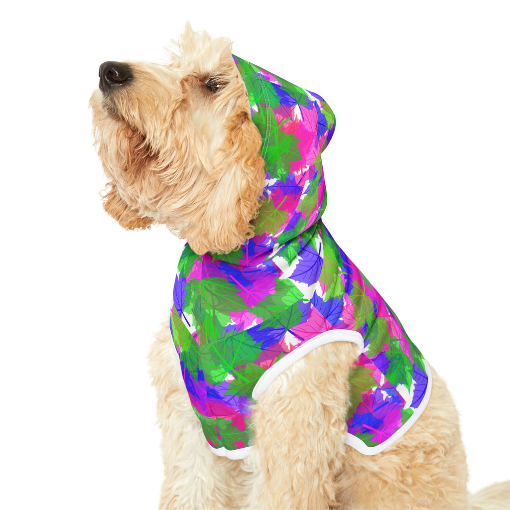 Colorful Floral Pet Hoodie — Bright Pink, Green & Purple Dog Hoodie