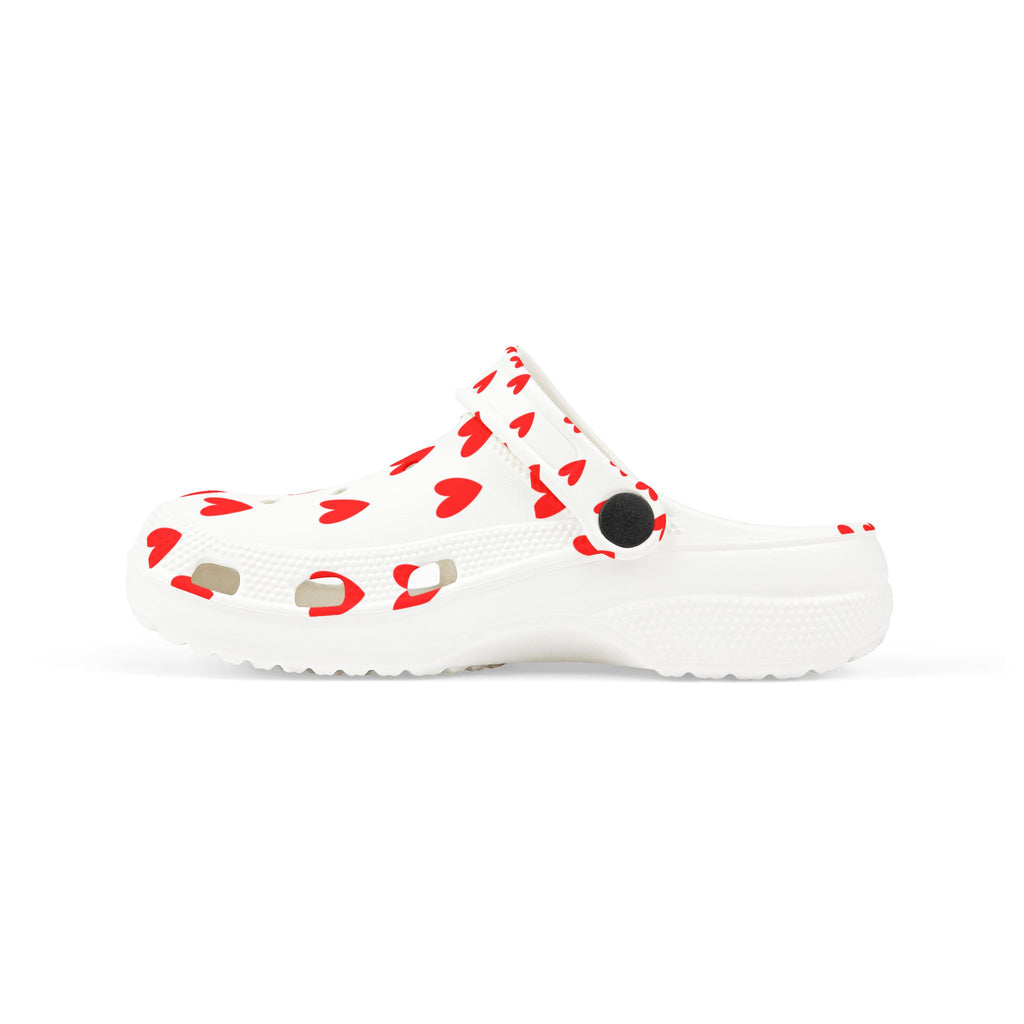 Kids Heart Print Foam Clogs – Cute Red Heart EVA Slip-On Shoes