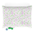 Floral Paw Print Pet Bed — Soft Pink & Green Dog/Cat Pillow