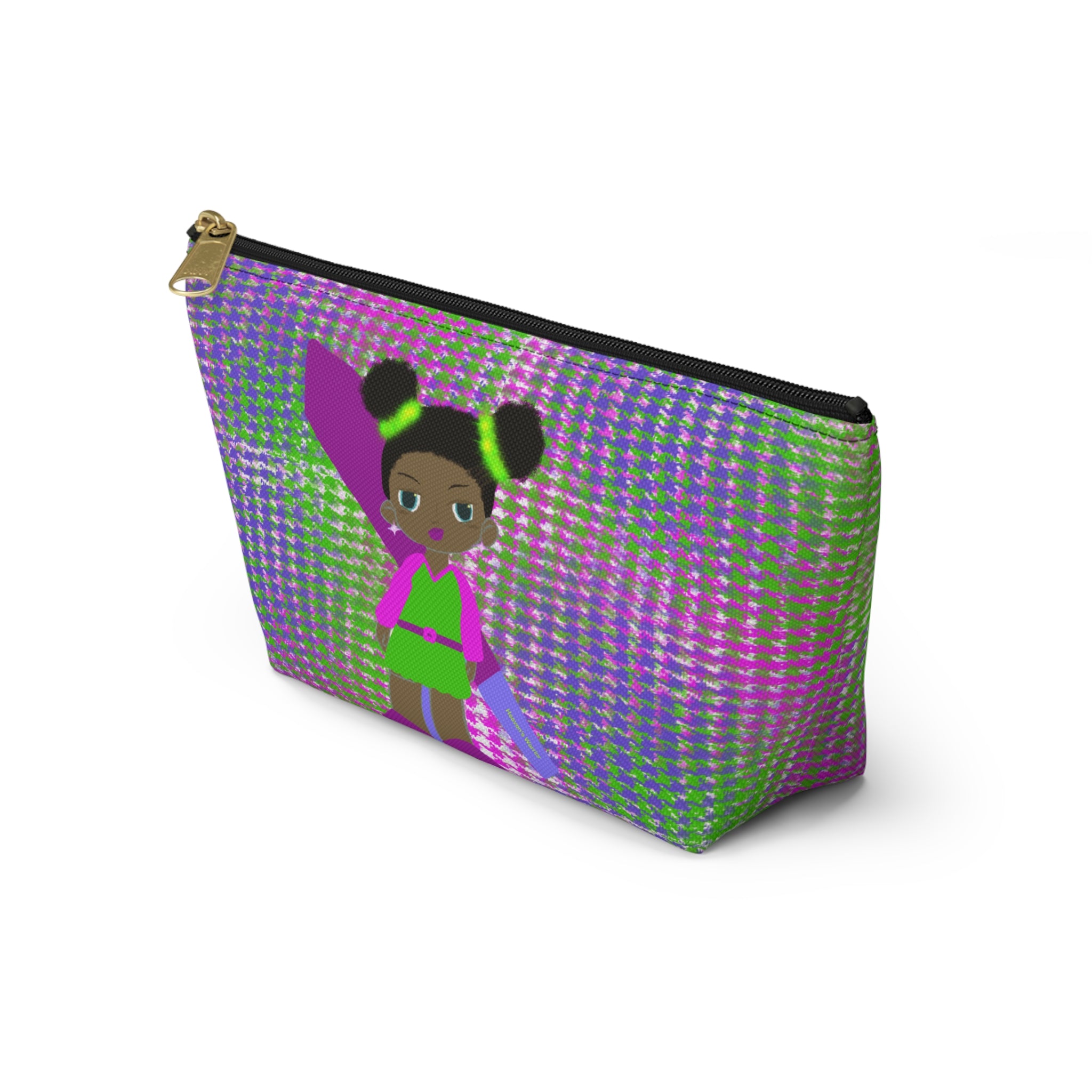 Girls' Superhero Accessory Pouch — Pink & Green T-Top Makeup Bag