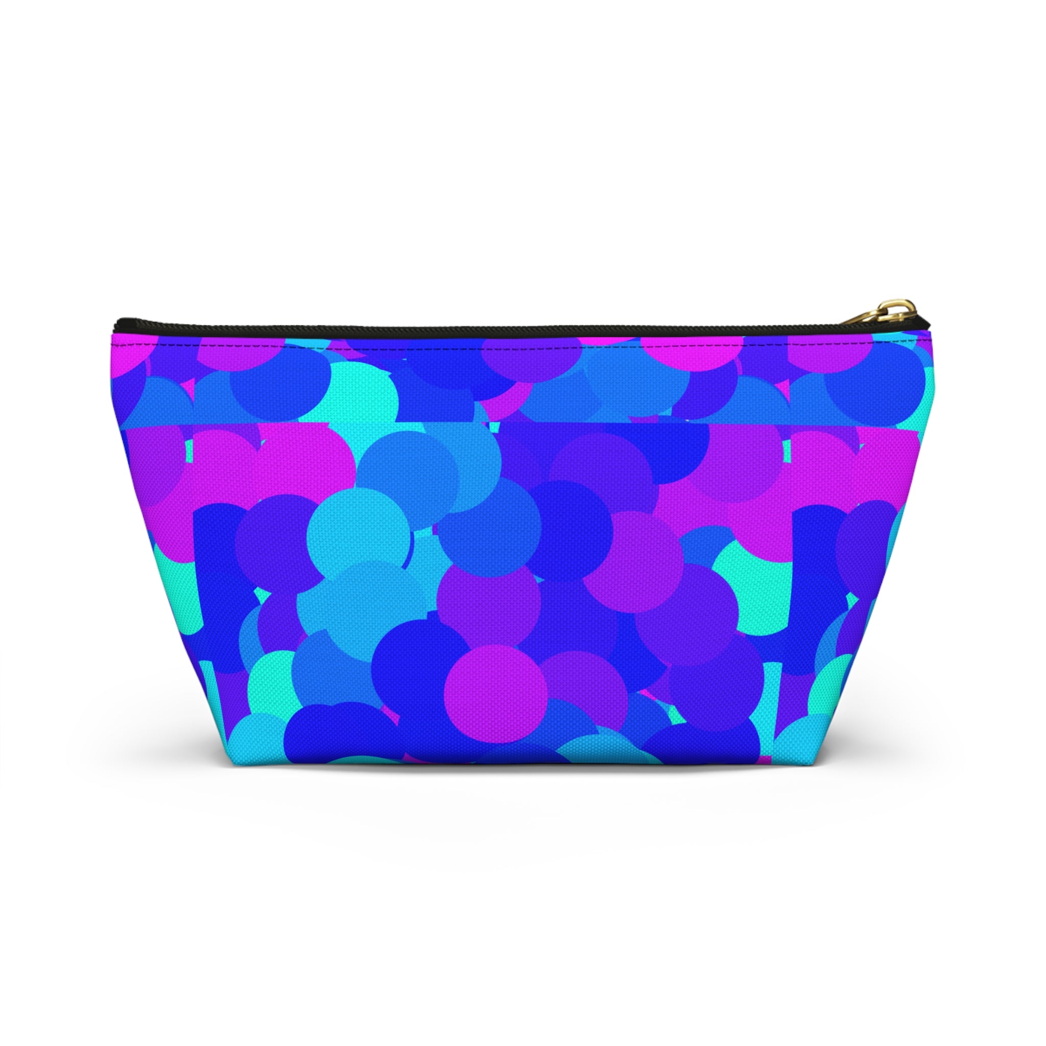 Cosmic Confetti Accessory Pouch — Bright Blue & Pink T‑Bottom Makeup Bag