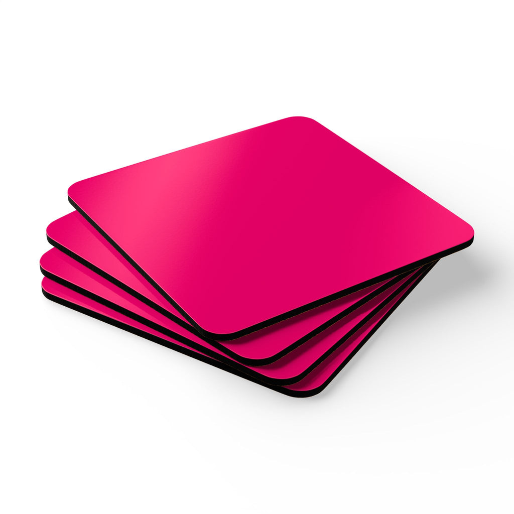 Hot Pink Cork Coaster Set — Square Corkback Drink Coasters