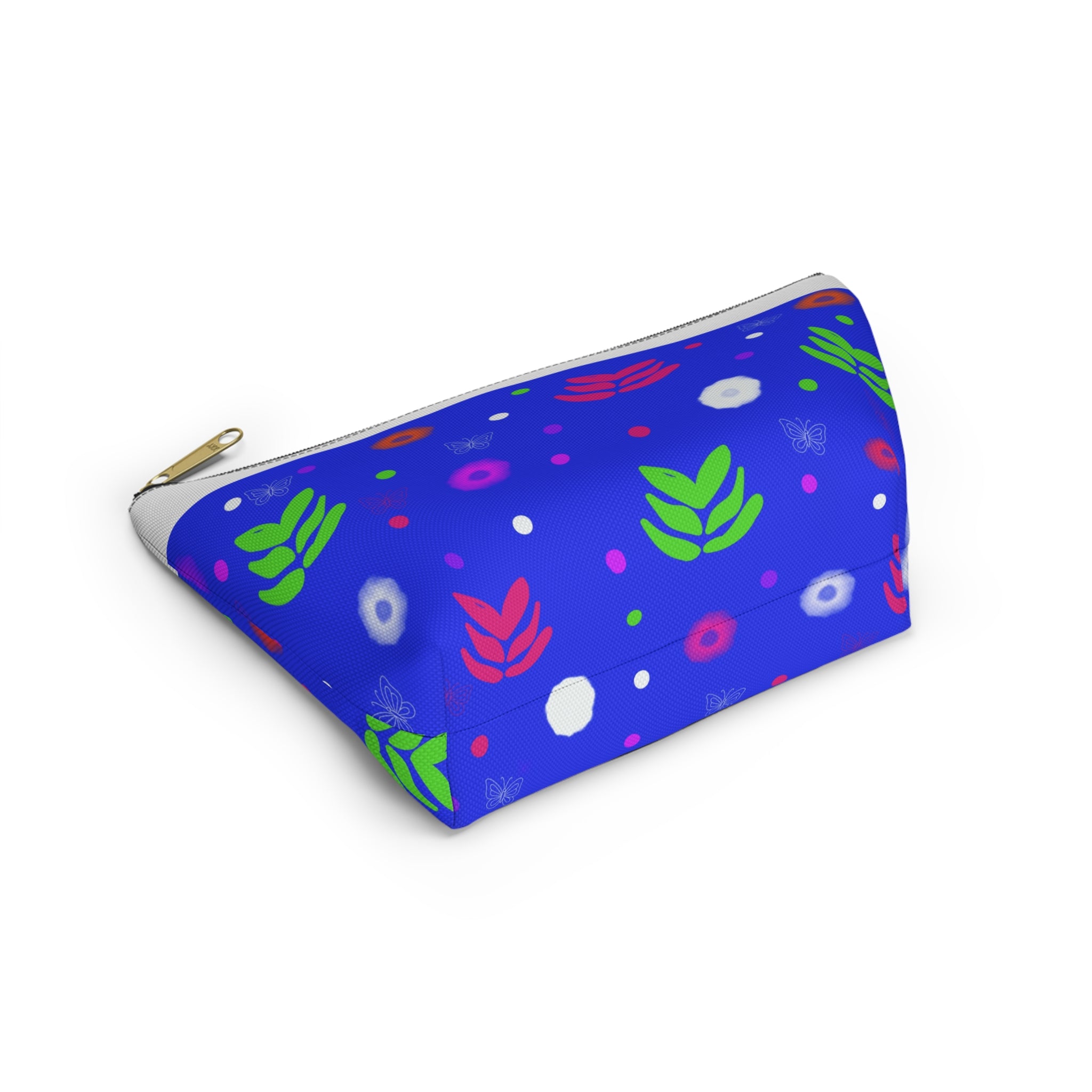 Blue Floral Accessory Pouch — Bright Botanical Makeup Bag