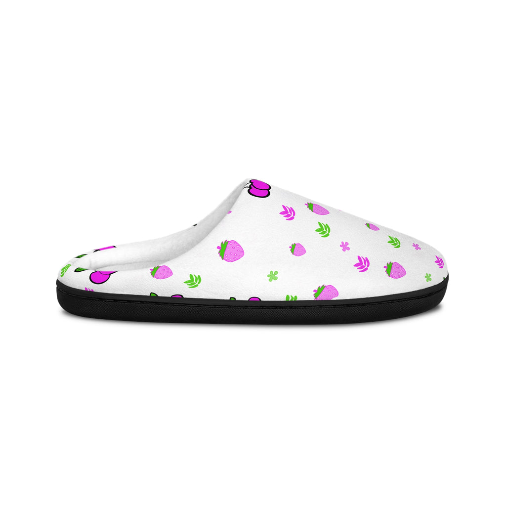 Women's Cherry Pattern Indoor Slippers — Cute Pink Fruit Print Cozy House Shoes
