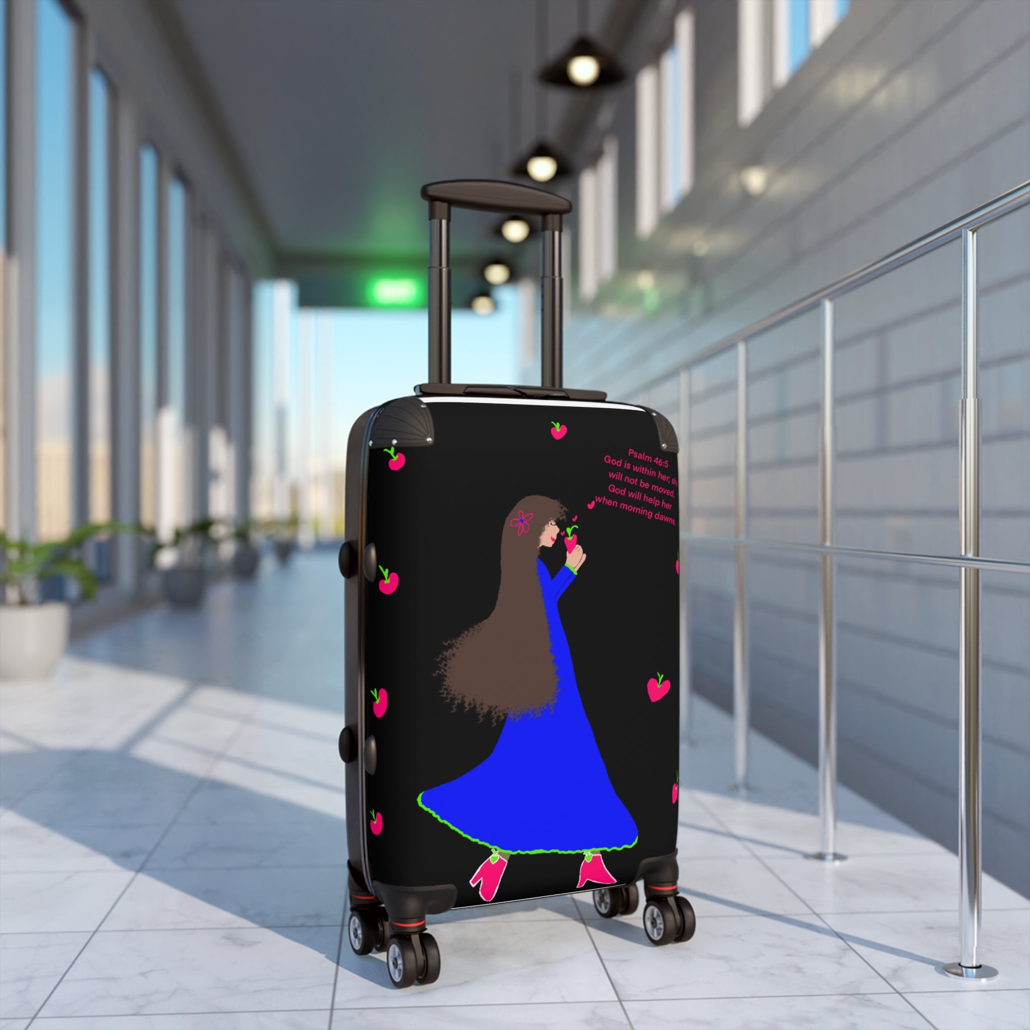 Suitcase — Whimsical Girl with Roses Pattern Carry-On